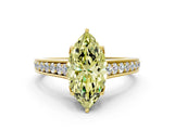 Yellow gold Fancy Yellow Marquise  Brilliant Cut Diamond Engagement Ring with Pavé Band and Four-Prong Setting_34