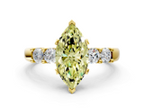 Yellow gold Fancy Yellow Marquise  Brilliant Cut Diamond Five-Stone Prong Set Engagement Ring with Channel Band