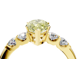 Yellow gold Fancy Yellow Marquise  Brilliant Cut Diamond Five-Stone Prong Set Engagement Ring with Channel Band_4