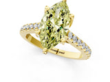 Yellow gold Fancy Yellow Marquise  Brilliant Diamond Solitaire with Pavé Band and Four-Prong Setting 1