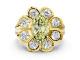 Yellow gold Fancy Yellow Marquise  Brilliant Flower Halo Diamond Split Shank Ring_87