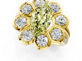 Yellow gold Fancy Yellow Marquise  Brilliant Flower Halo Diamond Split Shank Ring_88