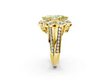 Yellow gold Fancy Yellow Marquise  Brilliant Flower Halo Diamond Split Shank Ring_89