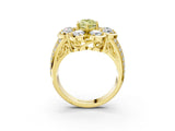 Yellow gold Fancy Yellow Marquise  Brilliant Flower Halo Diamond Split Shank Ring_90