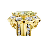 Yellow gold Fancy Yellow Marquise  Brilliant Flower Halo Diamond Split Shank Ring_92
