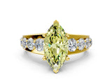 Yellow gold Fancy Yellow Marquise  Brilliant Solitaire with Side Stones on a Pave Band and Four-Prong Setting_29