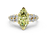 Yellow gold Fancy Yellow Marquise  Cluster Diamond Engagement Ring with Pavé Band and Four-Prong Setting