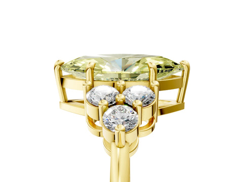 Yellow gold Fancy Yellow Marquise Cut Brilliant Diamond Cluster Accent Solitaire Ring with Prong Setting_5