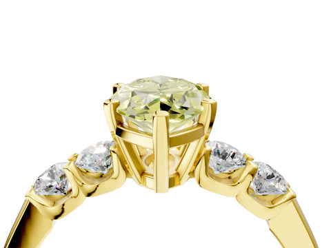 Yellow gold Fancy Yellow Marquise Cut Brilliant Diamond Five-Stone Engagement Ring with Prong Setting on a Classic Band_7