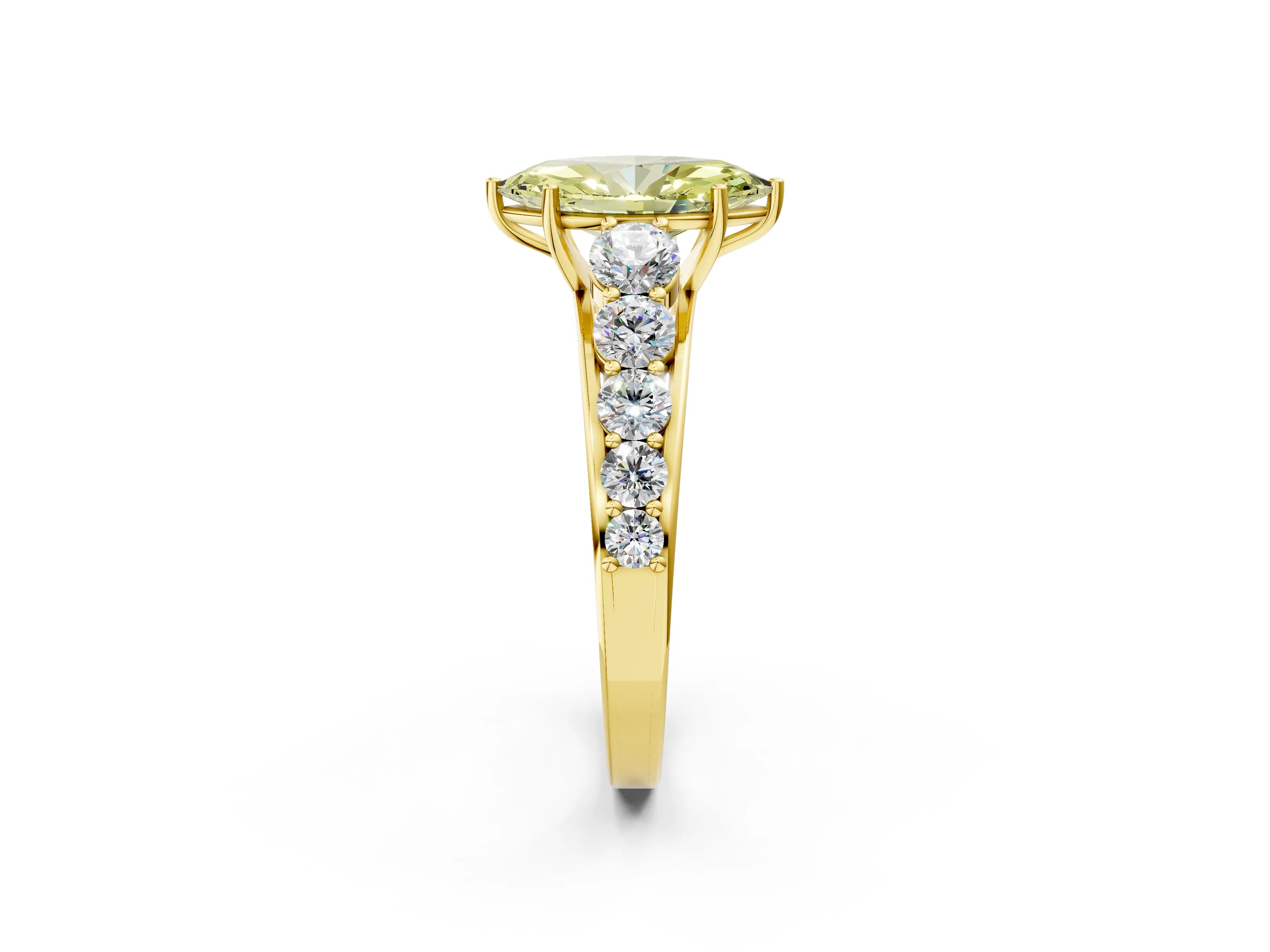 Yellow gold Fancy Yellow Marquise Cut Brilliant Diamond Pavé Band with Six-Prong Setting_2