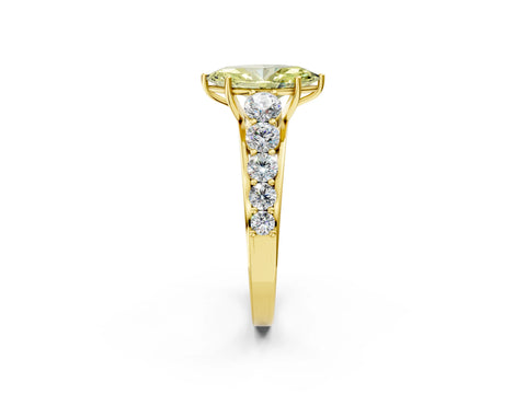 Yellow gold Fancy Yellow Marquise Cut Brilliant Diamond Pavé Band with Six-Prong Setting_2