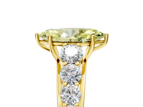 Yellow gold Fancy Yellow Marquise Cut Brilliant Diamond Pavé Band with Six-Prong Setting_5
