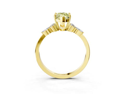 Yellow gold Fancy Yellow Marquise Cut Brilliant Diamond Solitaire Ring with Pear Side Stones and Four-Prong Setting_6