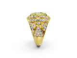 Yellow gold Fancy Yellow Marquise Cut Brilliant Halo Pave Diamond Milgrain Ring_2