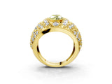 Yellow gold Fancy Yellow Marquise Cut Brilliant Halo Pave Diamond Milgrain Ring_3