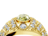 Yellow gold Fancy Yellow Marquise Cut Brilliant Halo Pave Diamond Milgrain Ring_4