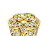 Yellow gold Fancy Yellow Marquise Cut Brilliant Halo Pave Diamond Milgrain Ring_5
