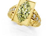Yellow gold Fancy Yellow Marquise Cut Brilliant Milgrain Filigree Diamond Ring with Square Prong Setting_1