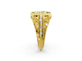 Yellow gold Fancy Yellow Marquise Cut Brilliant Milgrain Filigree Diamond Ring with Square Prong Setting_2