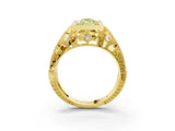Yellow gold Fancy Yellow Marquise Cut Brilliant Milgrain Filigree Diamond Ring with Square Prong Setting_3