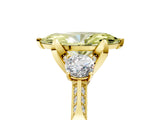 Yellow gold Fancy Yellow Marquise Cut Brilliant Three-Stone Diamond Ring with Pavé Band and Four-Prong Setting_8
