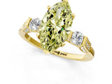 Yellow gold Fancy Yellow Marquise Cut Brilliant Three-Stone Pave Band with Four-Prong Setting_1