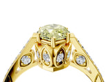 Yellow gold Fancy Yellow Marquise  Cut Cathedral Pave Diamond Engagement Ring with Six-Prong Setting_36