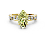 Yellow gold Fancy Yellow Marquise  Cut Channel Set Diamond Engagement Ring with Four-Prong Setting
