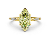 Yellow gold Fancy Yellow Marquise  Cut Channel Set Solitaire Engagement Ring with Four-Prong Setting