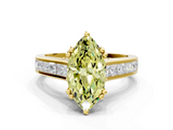 Yellow gold Fancy Yellow Marquise  Cut Channel Set Solitaire Engagement Ring with Prong Setting
