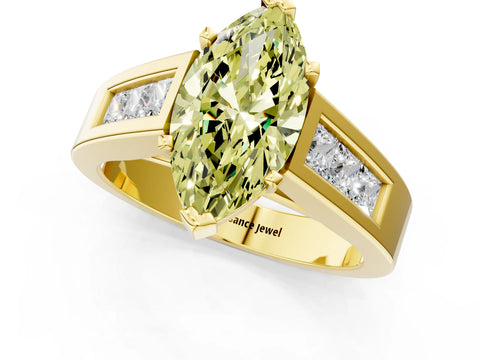 Yellow gold Fancy Yellow Marquise Cut Cut Channel Set Solitaire Ring with Four-Prong Setting_1