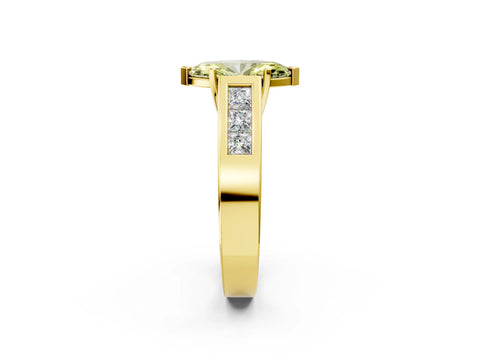 Yellow gold Fancy Yellow Marquise Cut Cut Channel Set Solitaire Ring with Four-Prong Setting_2