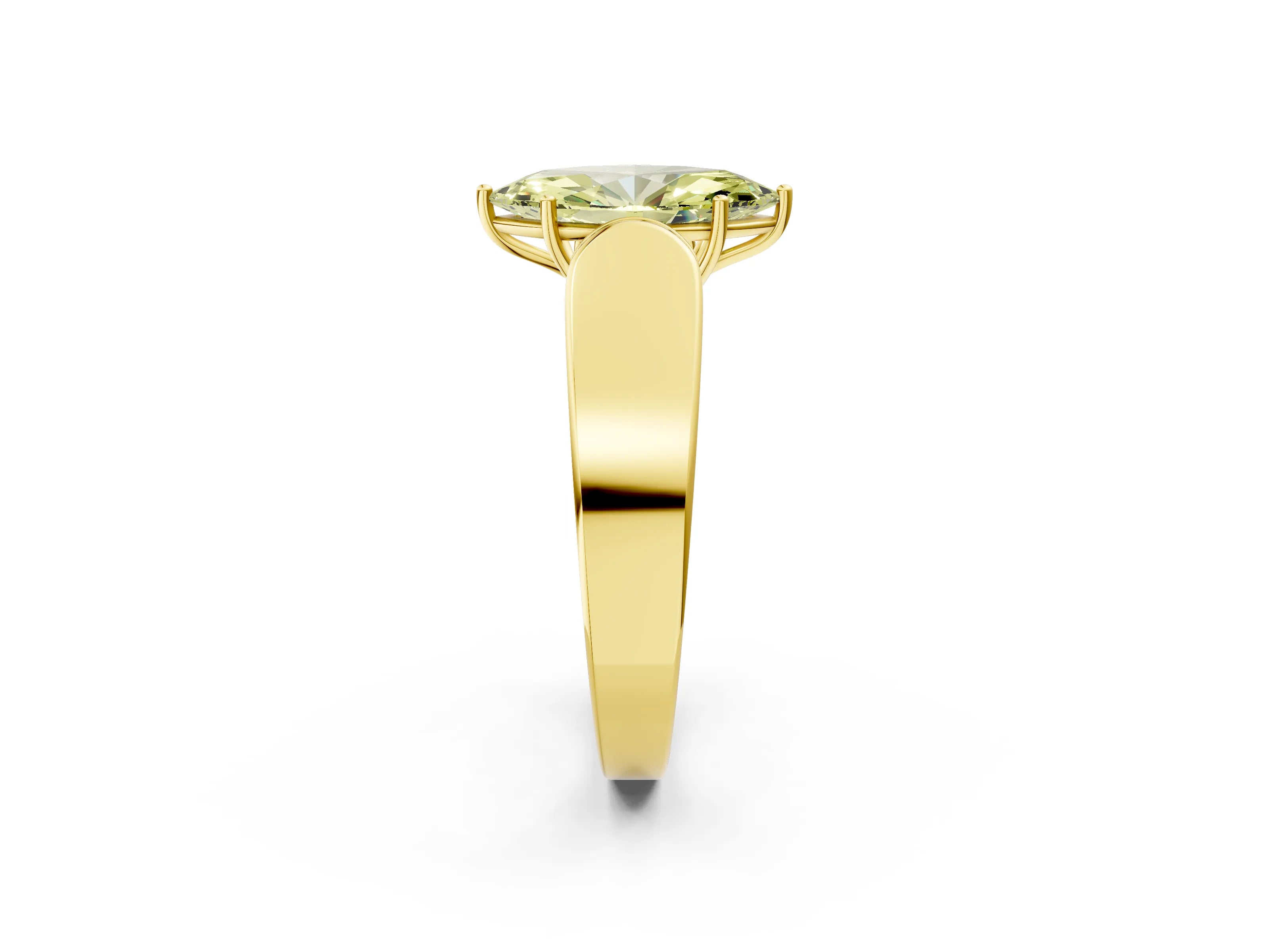 Yellow gold Fancy Yellow Marquise Cut Cut Diamond Channel Set Solitaire Ring with Four-Prong Setting_2