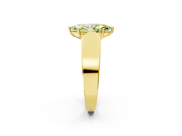 Yellow gold Fancy Yellow Marquise Cut Cut Diamond Channel Set Solitaire Ring with Four-Prong Setting