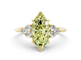 Yellow gold Fancy Yellow Marquise Cut Cut Diamond Cluster Ring with Solitaire Band and Four-Prong Setting_12