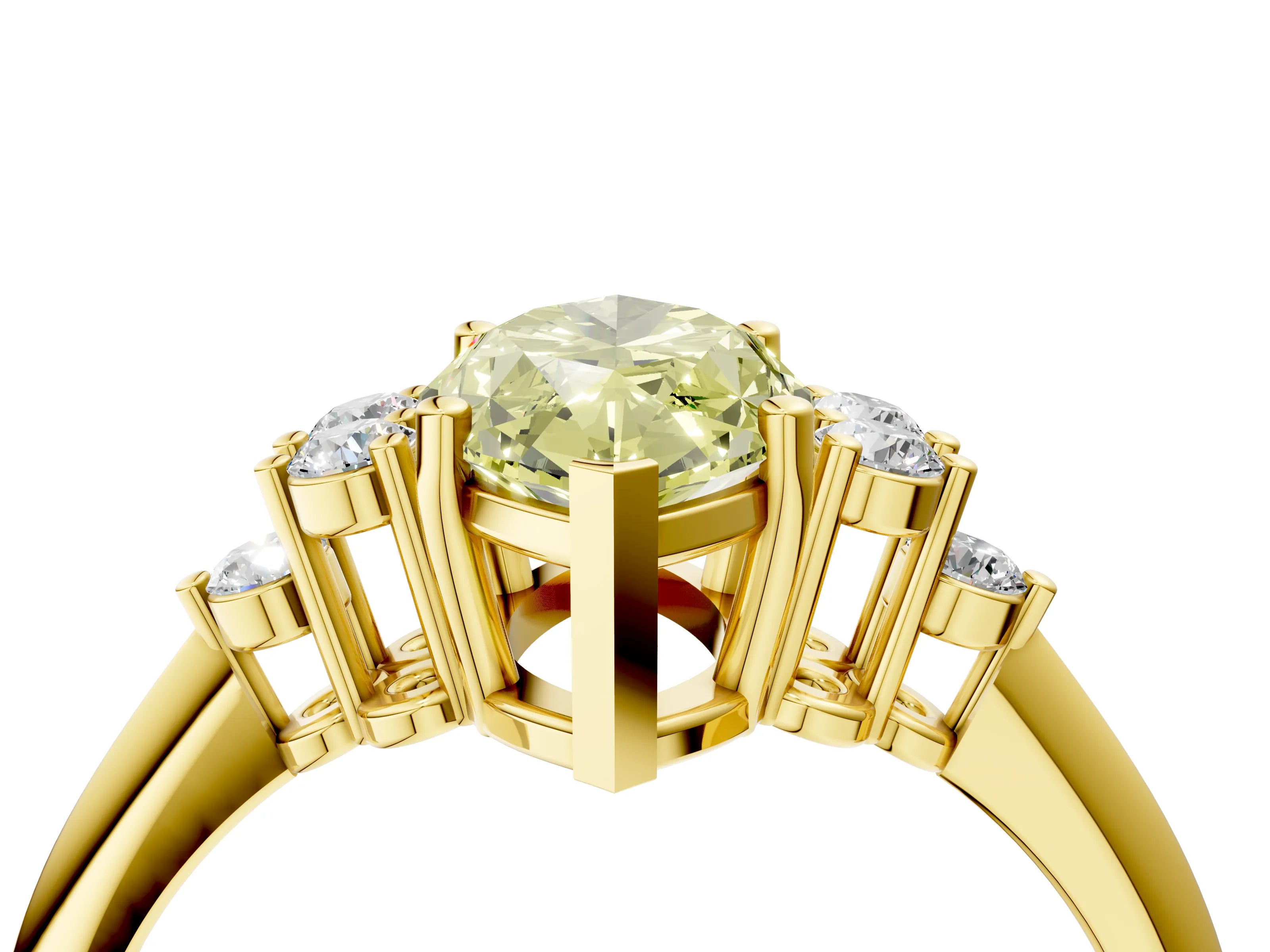 Yellow gold Fancy Yellow Marquise Cut Cut Diamond Cluster Ring with Solitaire Band and Four-Prong Setting_16