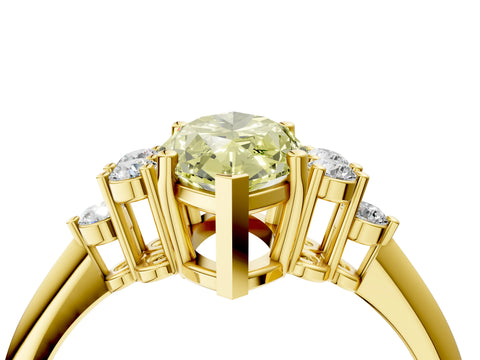 Yellow gold Fancy Yellow Marquise Cut Cut Diamond Cluster Ring with Solitaire Band and Four-Prong Setting_16