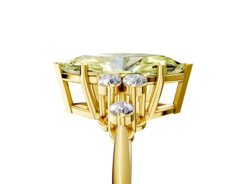 Yellow gold Fancy Yellow Marquise Cut Cut Diamond Cluster Ring with Solitaire Band and Four-Prong Setting_17