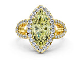 Yellow gold Fancy Yellow Marquise Cut Cut Diamond Halo Engagement Ring with Open Split Pavé Band