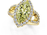 Yellow gold Fancy Yellow Marquise Cut Cut Diamond Halo Engagement Ring with Open Split Pavé Band_1