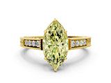 Yellow gold Fancy Yellow Marquise Cut Cut Diamond Milgrain Pave Band Four-Prong Setting Ring_3