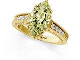 Yellow gold Fancy Yellow Marquise Cut Cut Diamond Milgrain Pave Band Four-Prong Setting Ring_4