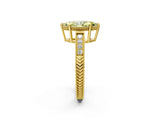 Yellow gold Fancy Yellow Marquise Cut Cut Diamond Milgrain Pave Band Four-Prong Setting Ring_5