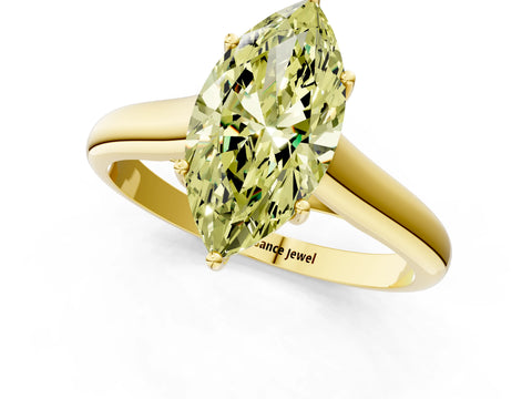 Yellow gold Fancy Yellow Marquise Cut Cut Diamond Solitaire Engagement Ring with Tapered Plain Band and Four-Prong Setting_1
