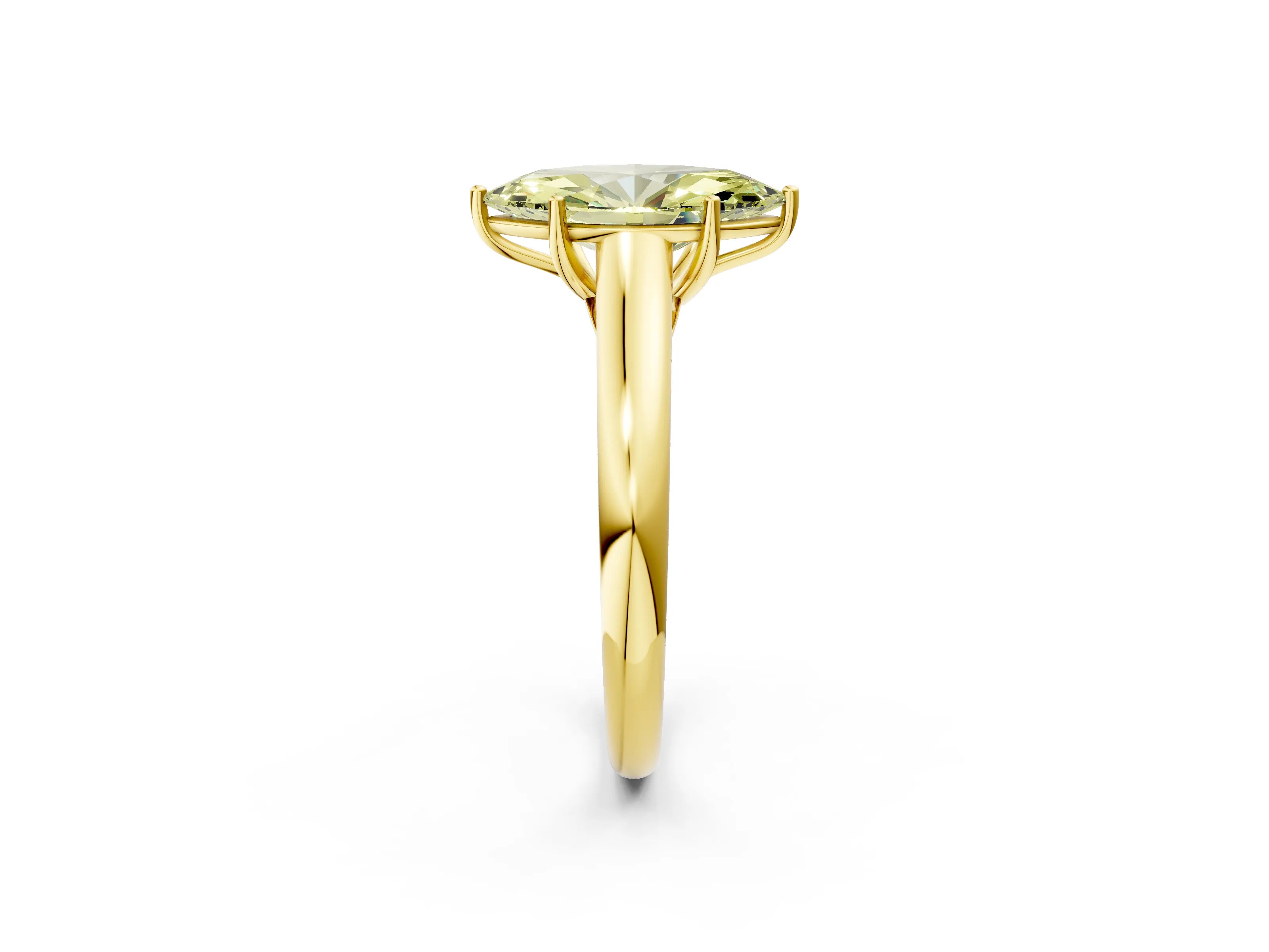 Yellow gold Fancy Yellow Marquise Cut Cut Diamond Solitaire Engagement Ring with Tapered Plain Band and Four-Prong Setting_2