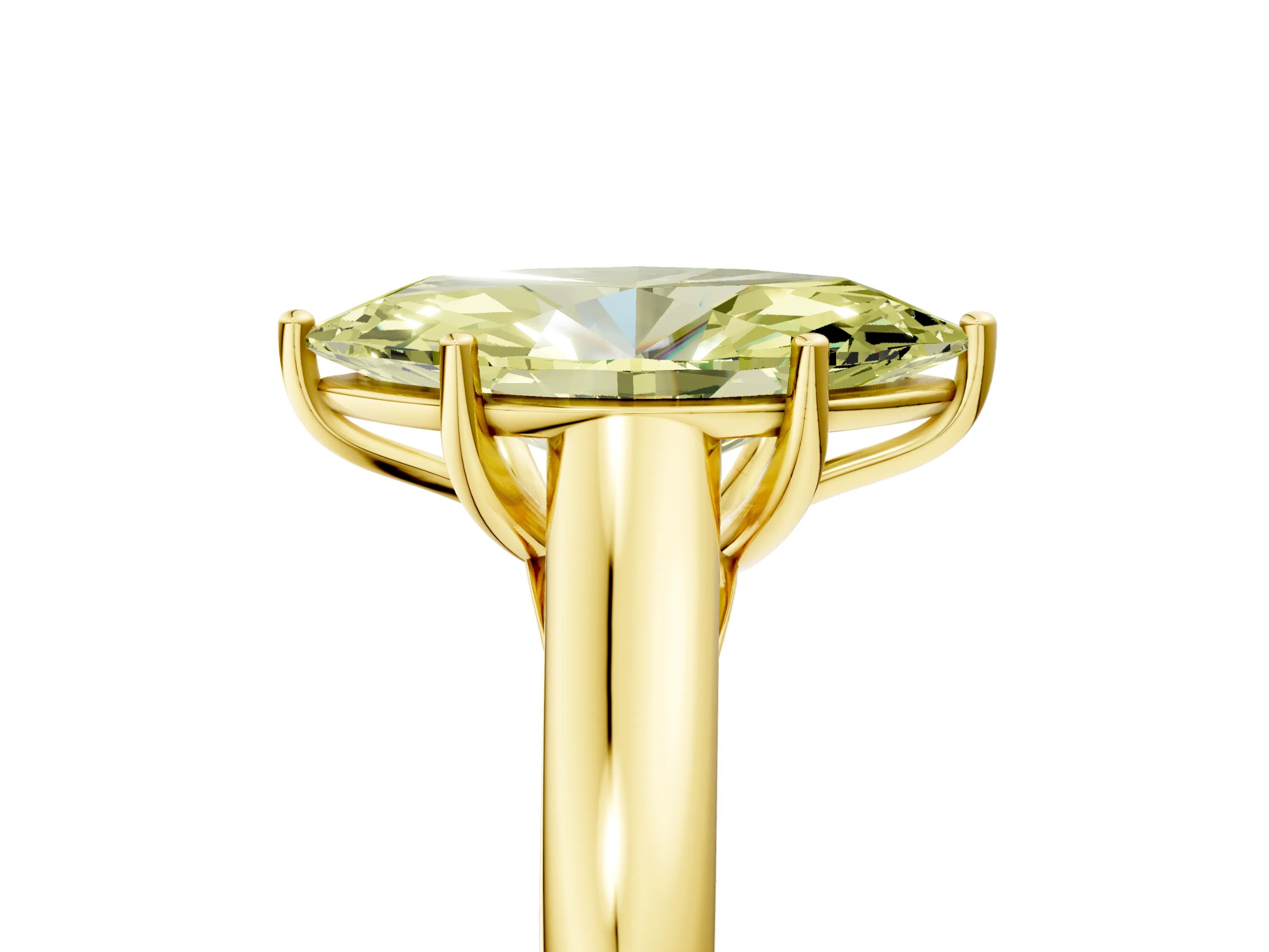Yellow gold Fancy Yellow Marquise Cut Cut Diamond Solitaire Engagement Ring with Tapered Plain Band and Four-Prong Setting_5