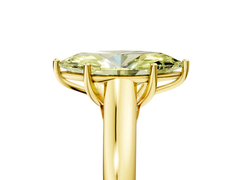 Yellow gold Fancy Yellow Marquise Cut Cut Diamond Solitaire Engagement Ring with Tapered Plain Band and Four-Prong Setting_5