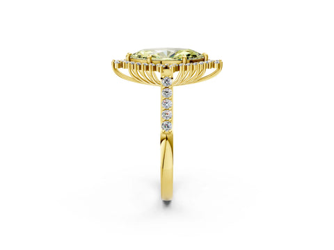 Yellow gold Fancy Yellow Marquise Cut Cut Diamond Sunburst Halo Engagement Ring with Pavé Band_14