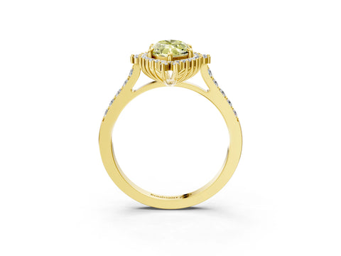 Yellow gold Fancy Yellow Marquise Cut Cut Diamond Sunburst Halo Engagement Ring with Pavé Band_15