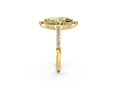 Yellow gold Fancy Yellow Marquise Cut Cut Diamond Sunburst Halo Engagement Ring with Pavé Band_26